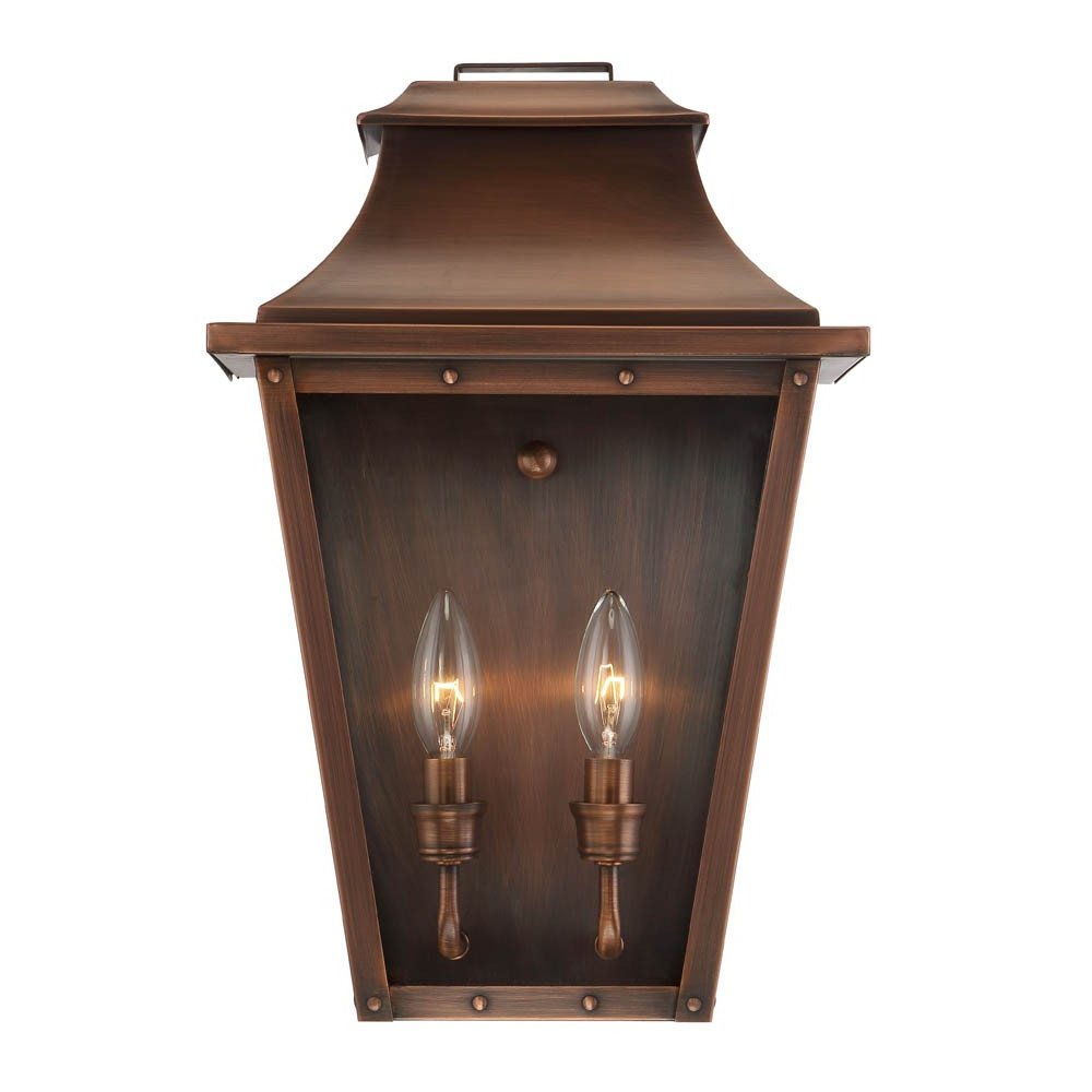 Coventry 2-Light Copper Patina Pocket Wall Light on a white background