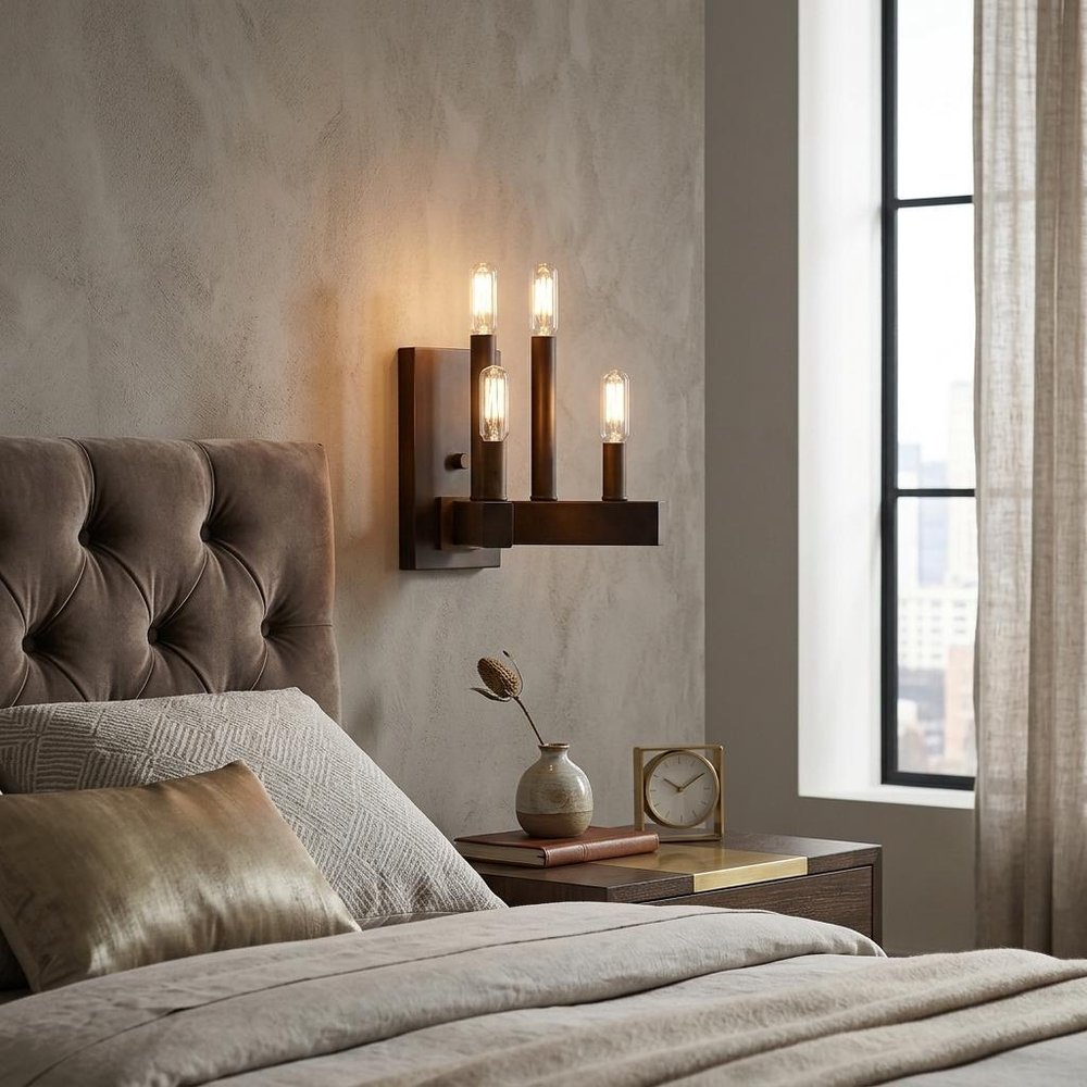 Four Light Bronze Metal Vintage Wall Sconce
