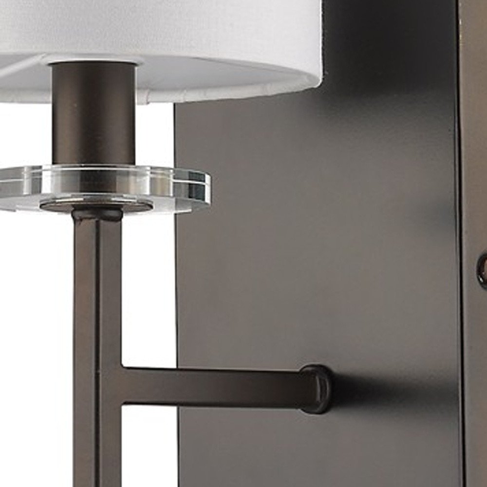 Minimalist Bronze Wall Sconce with Fabric Shade close-up detail