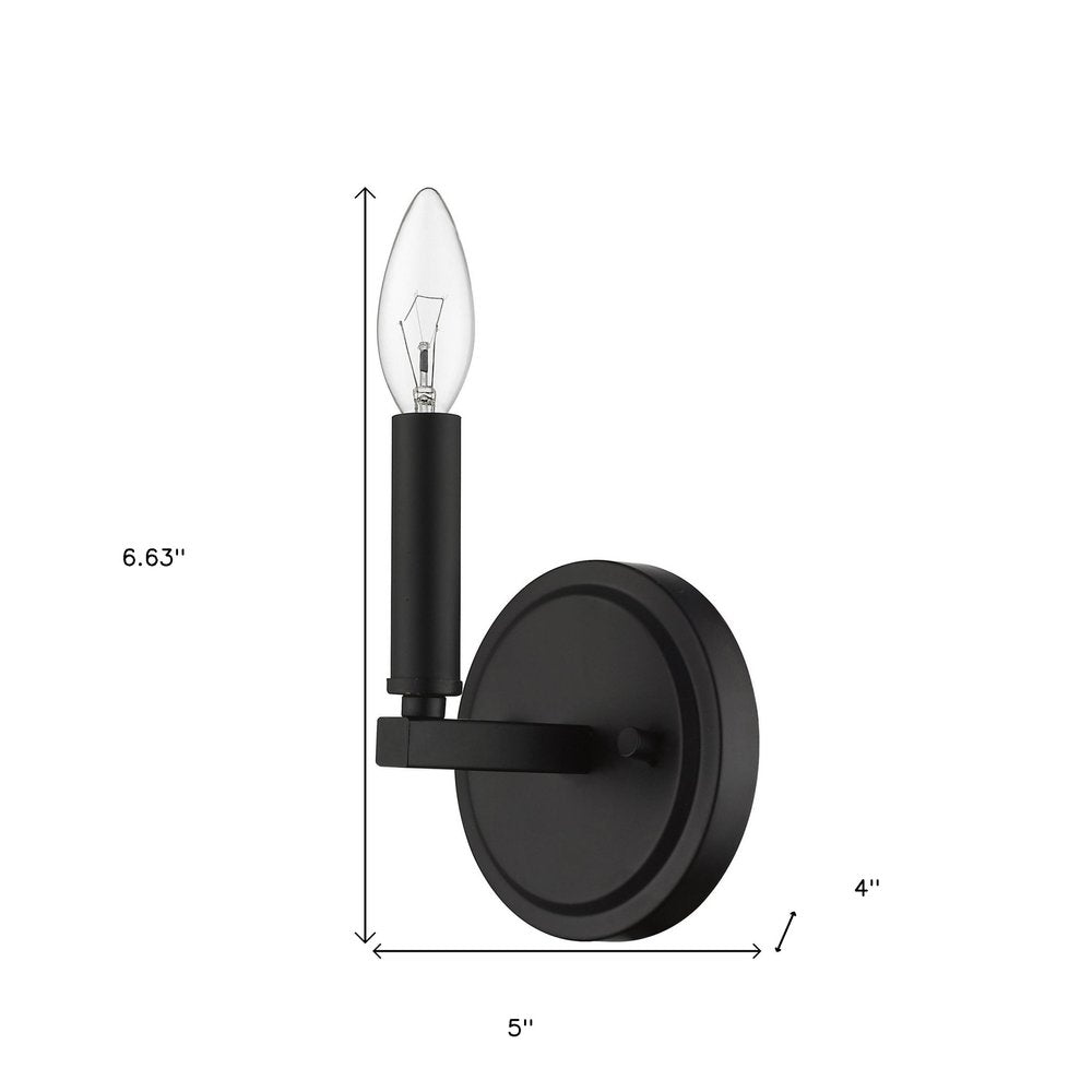 One Light Matte Black Wall Sconce on a white background