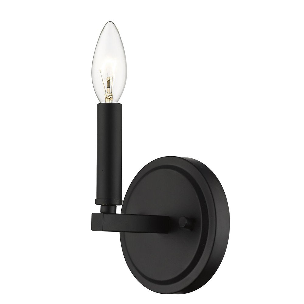 One Light Matte Black Wall Sconce on a white background