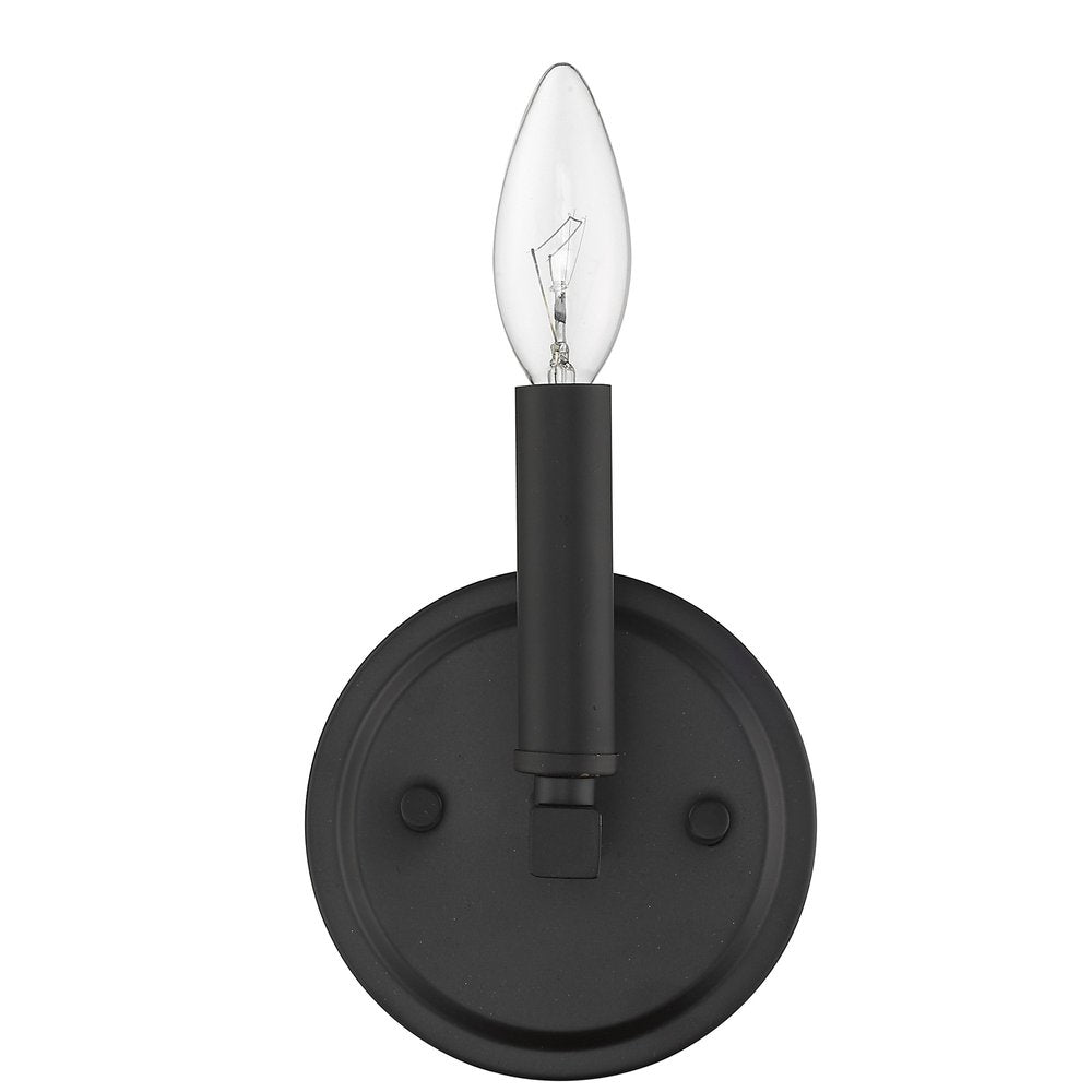 One Light Matte Black Wall Sconce on a white background