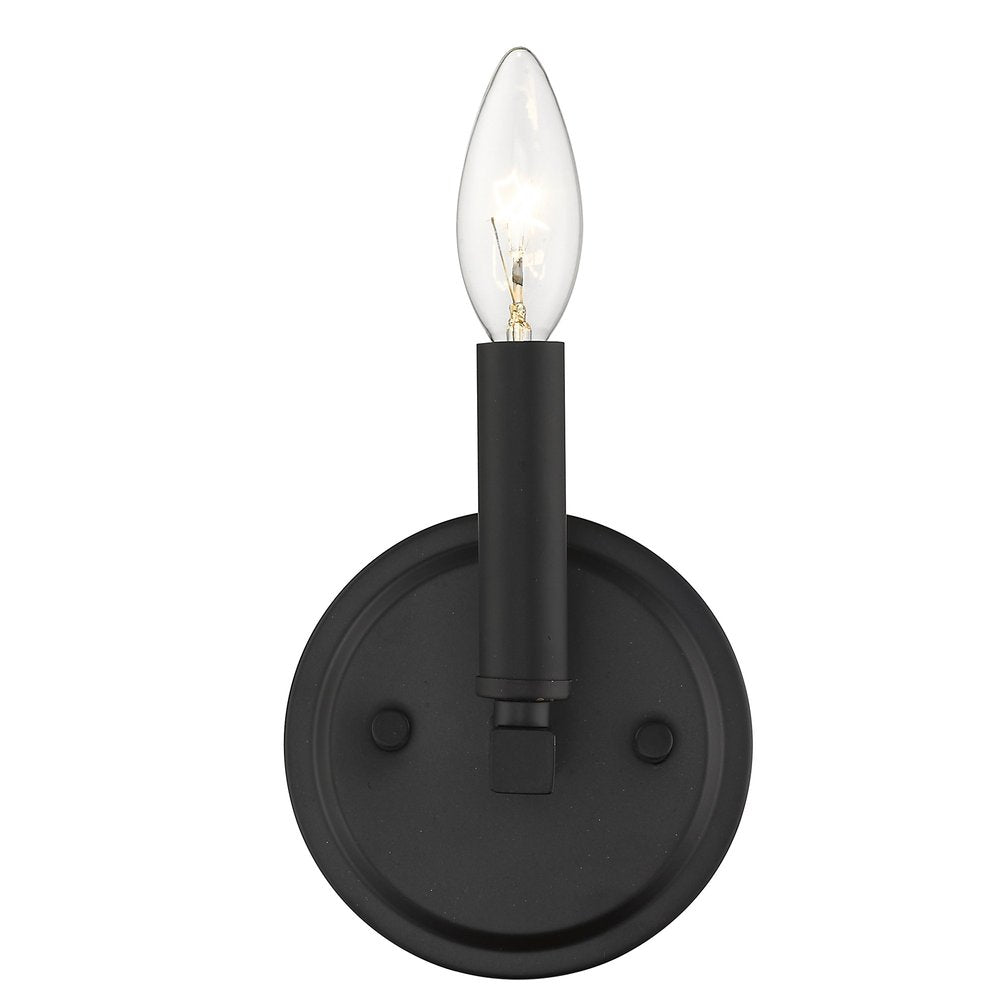 One Light Matte Black Wall Sconce on a white background