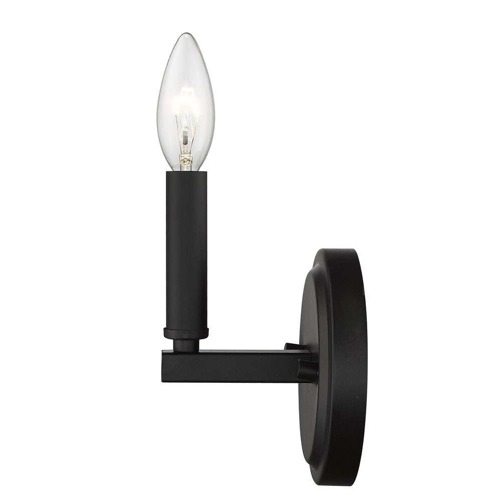 One Light Matte Black Wall Sconce on a white background