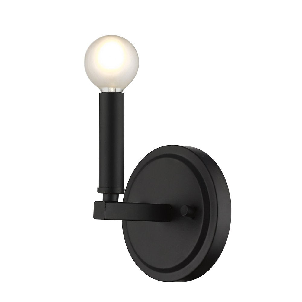 One Light Matte Black Wall Sconce on a white background
