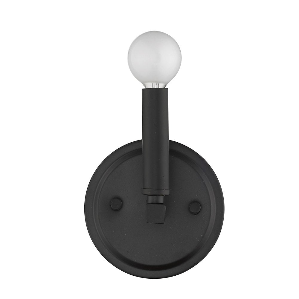 One Light Matte Black Wall Sconce on a white background