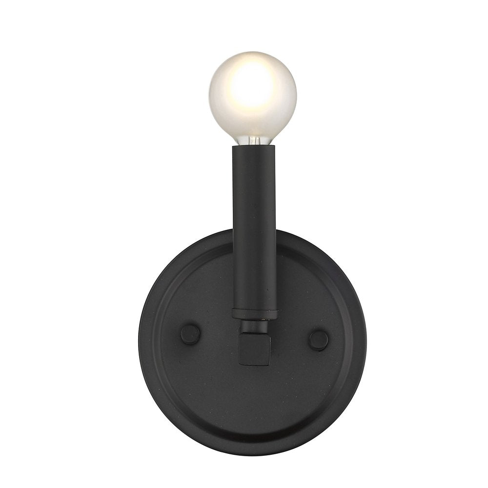 One Light Matte Black Wall Sconce on a white background