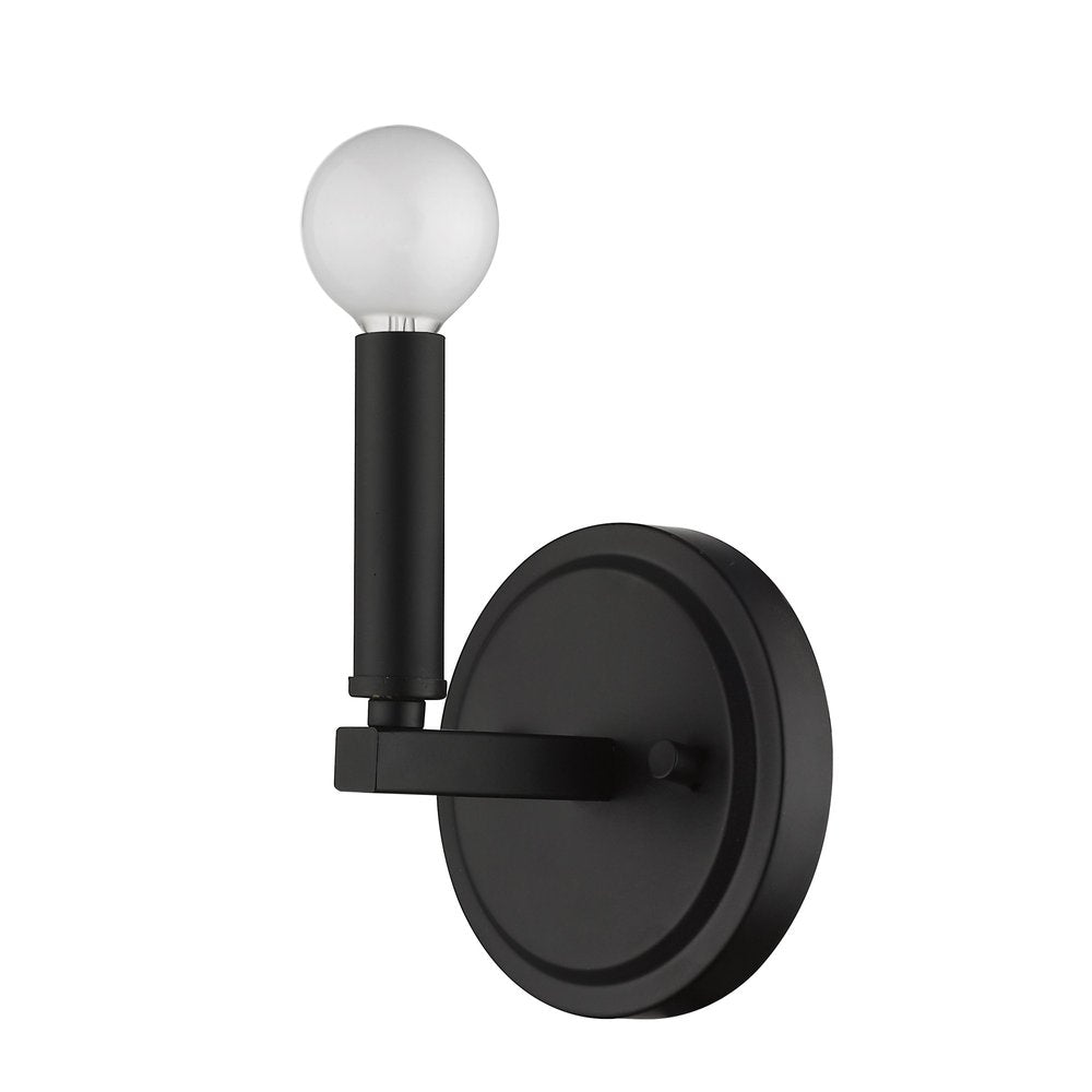 One Light Matte Black Wall Sconce on a white background