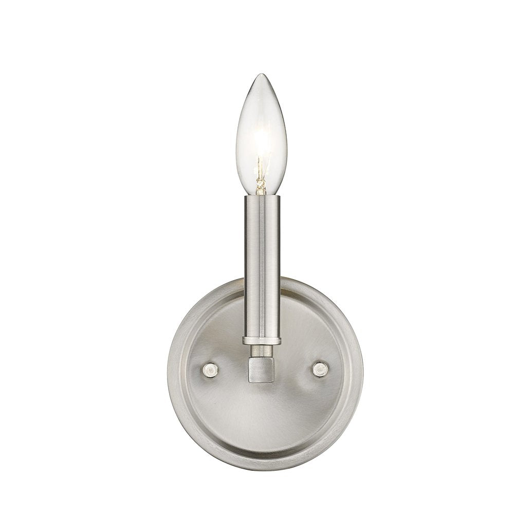 One Light Silver Wall Sconce on a white background