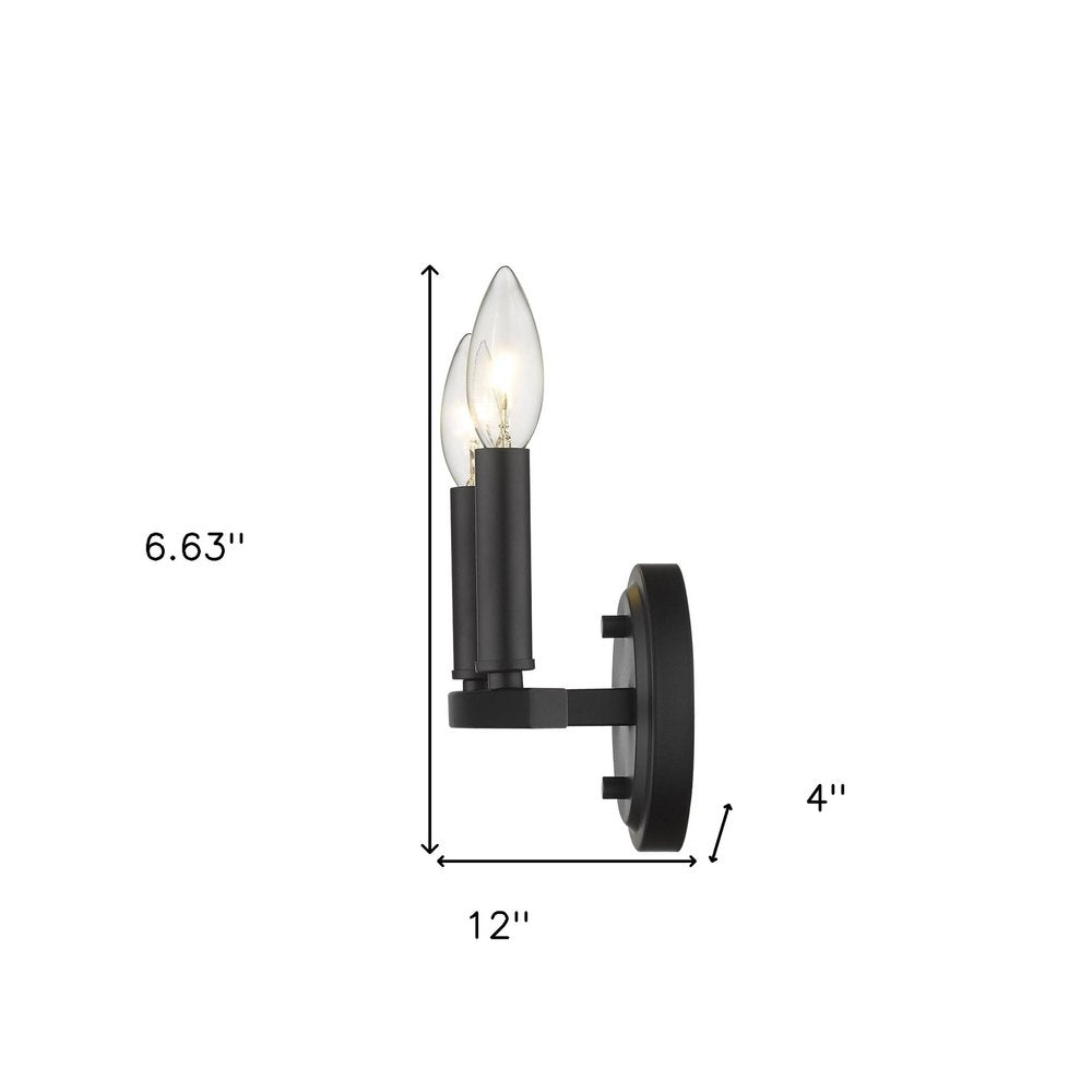 7" Black Metal Vanity Flush Mounted Sconce