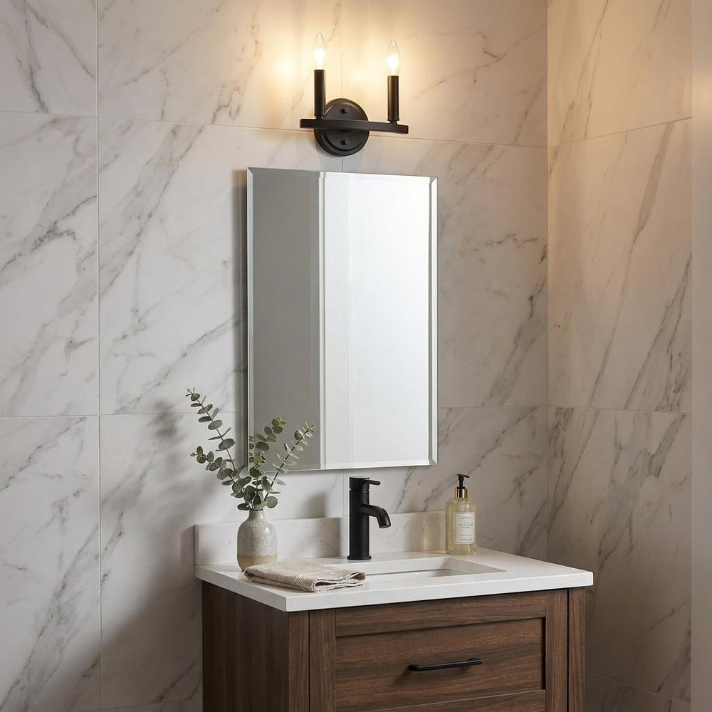 7" Black Metal Vanity Flush Mounted Sconce