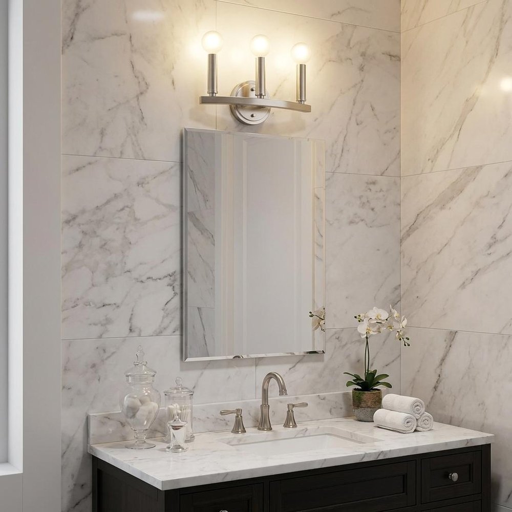 7" Silver Metal Vanity Flush Mounted Sconce
