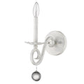 12" Off White Rustic Metal Candle Wall Light With Hanging Crystal
