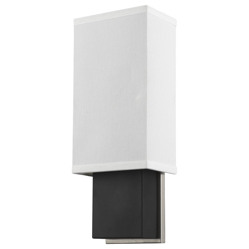 Rectangular Wall Sconce with Linen Fabric Shade on a white background