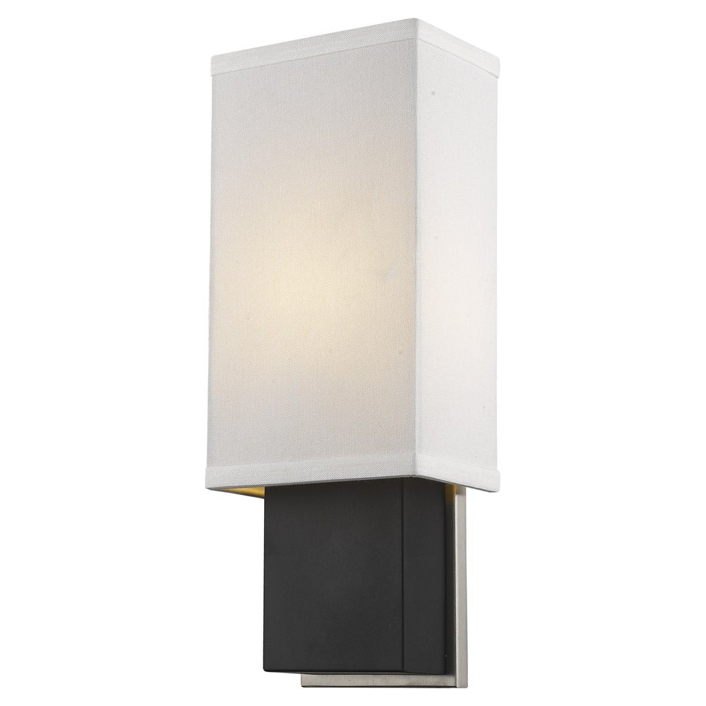 Rectangular Wall Sconce with Linen Fabric Shade on a white background
