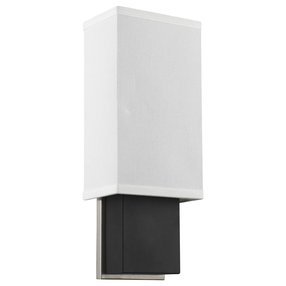 Rectangular Wall Sconce with Linen Fabric Shade on a white background