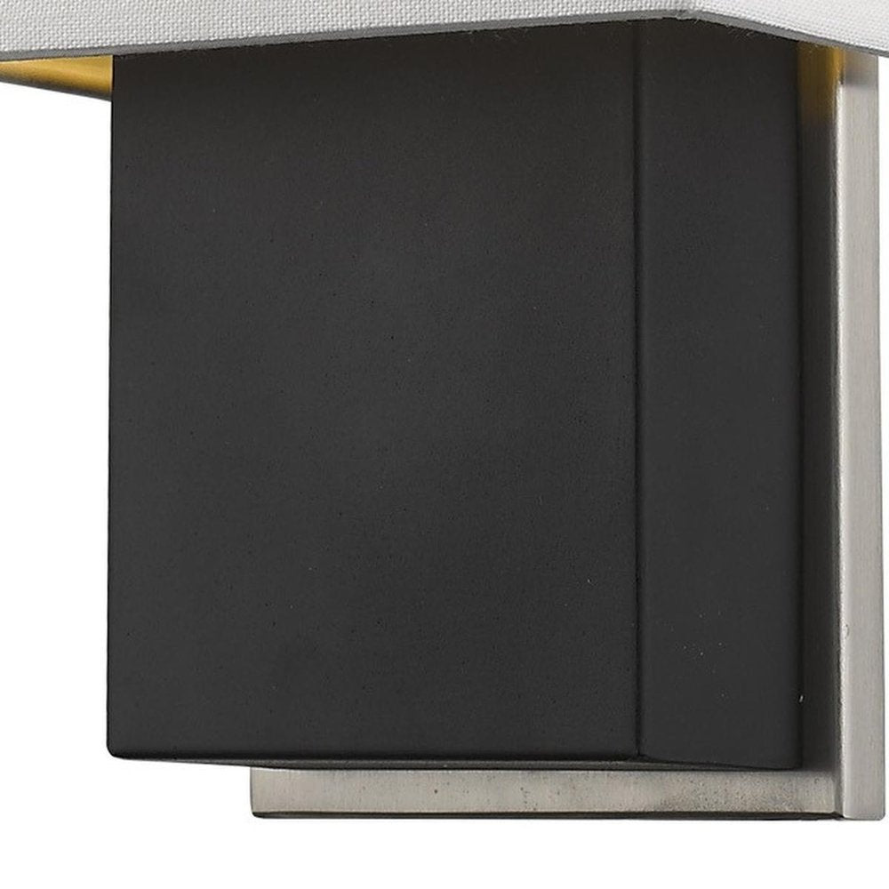 Rectangular Wall Sconce with Linen Fabric Shade on a white background