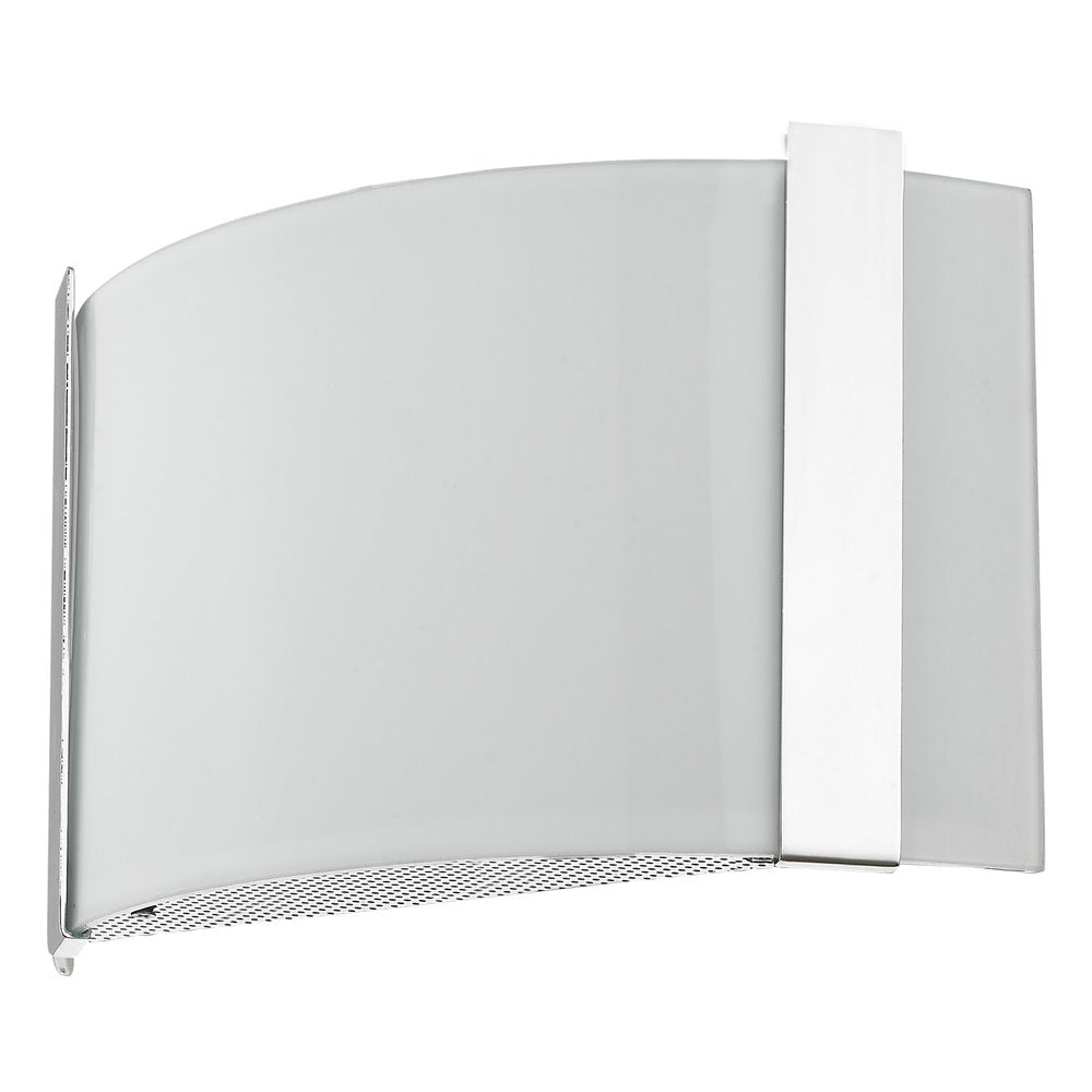 Polished Chrome Wall Sconce with Frosted Glass Shade on a white background