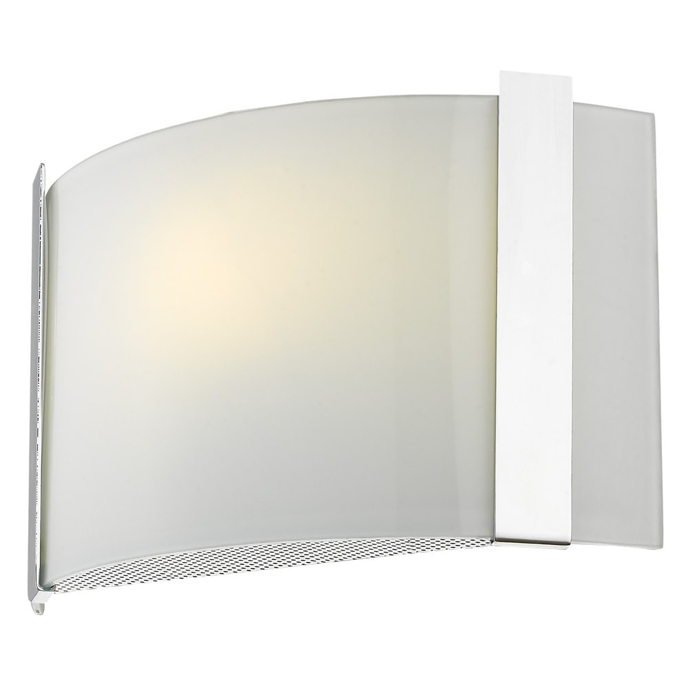 Polished Chrome Wall Sconce with Frosted Glass Shade on a white background