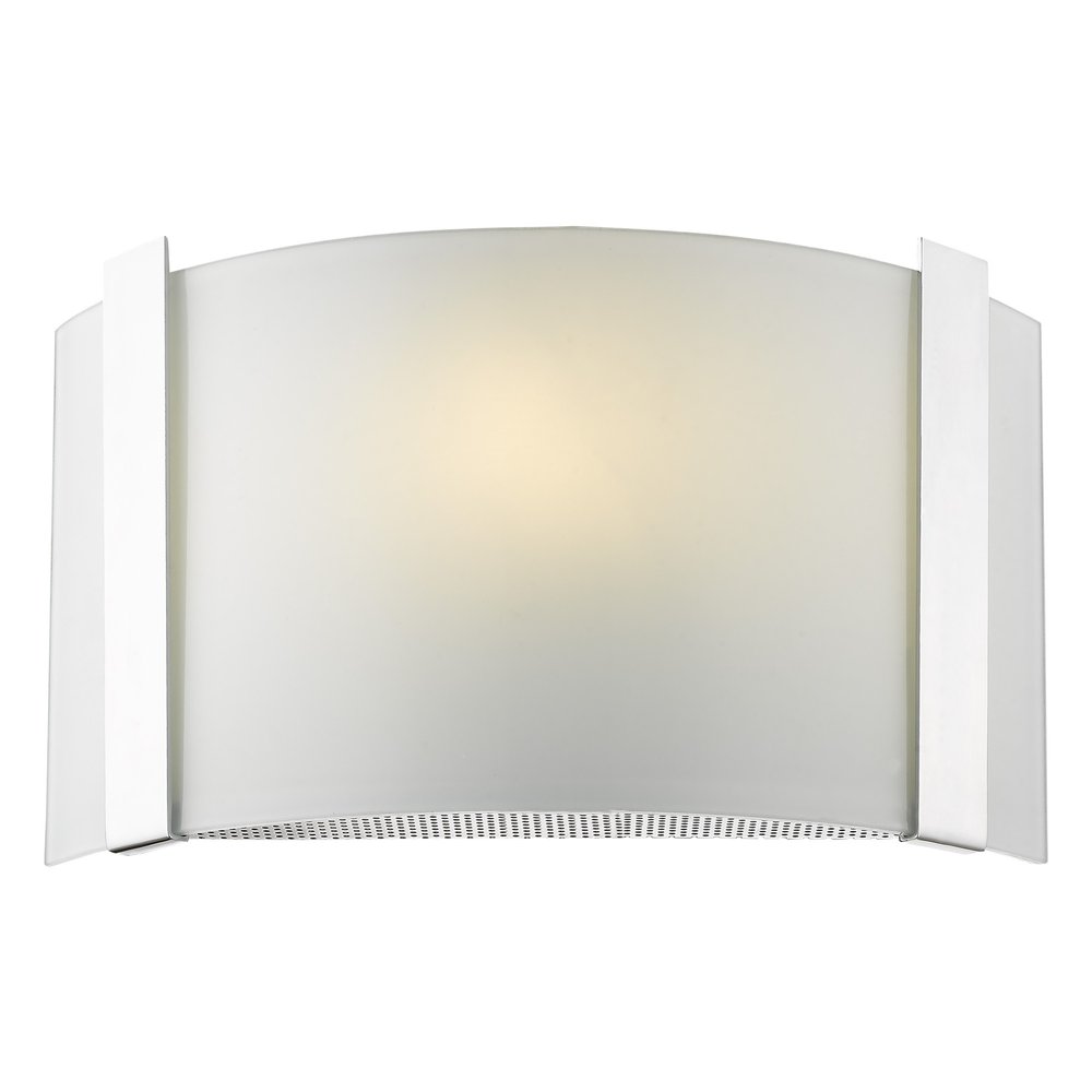 Polished Chrome Wall Sconce with Frosted Glass Shade on a white background