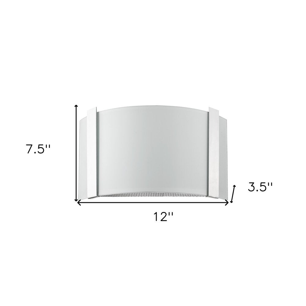 Polished Chrome Wall Sconce with Frosted Glass Shade on a white background