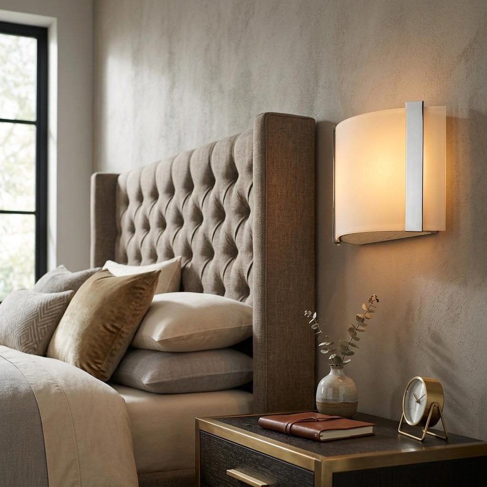 Polished Chrome Wall Sconce with Frosted Glass Shade