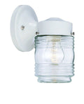 White Standard Jelly Jar One Light Outdoor Wall Light on a white background