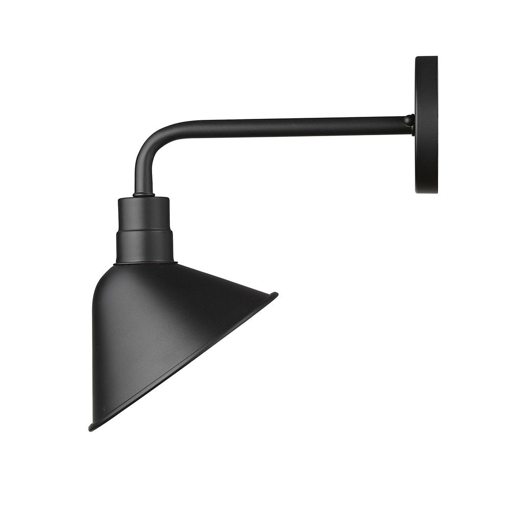 Wide Shade Matte Black LED Wall Light on a white background