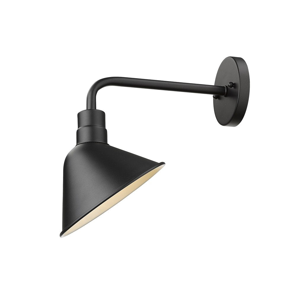 Wide Shade Matte Black LED Wall Light on a white background
