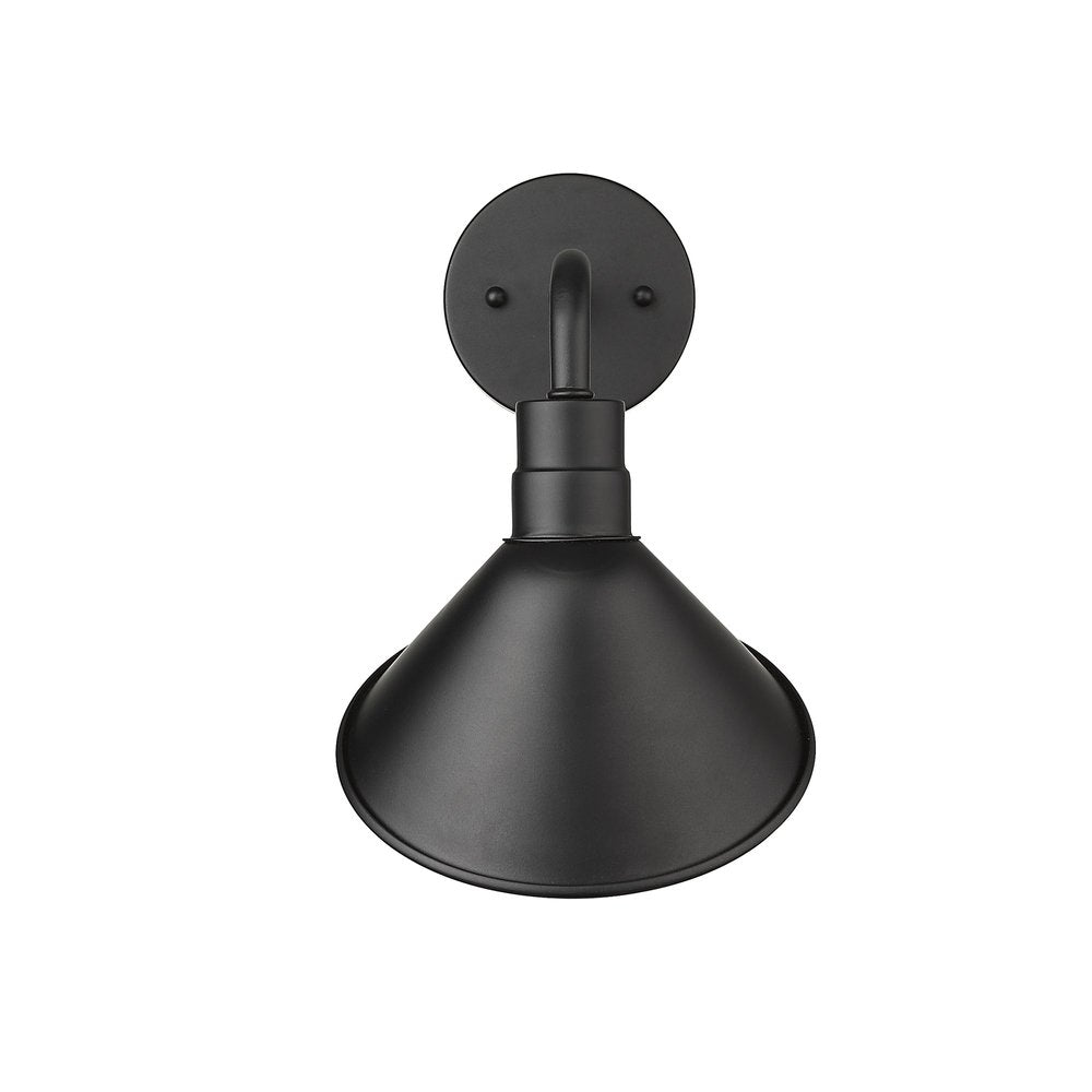 Wide Shade Matte Black LED Wall Light on a white background