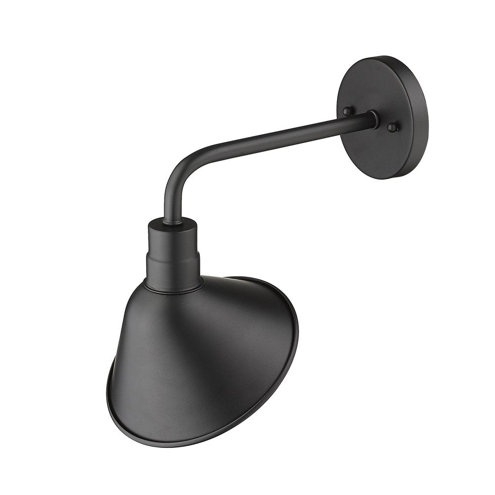 Wide Shade Matte Black LED Wall Light on a white background