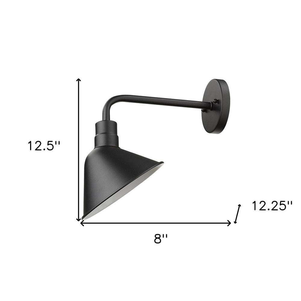 Wide Shade Matte Black LED Wall Light on a white background