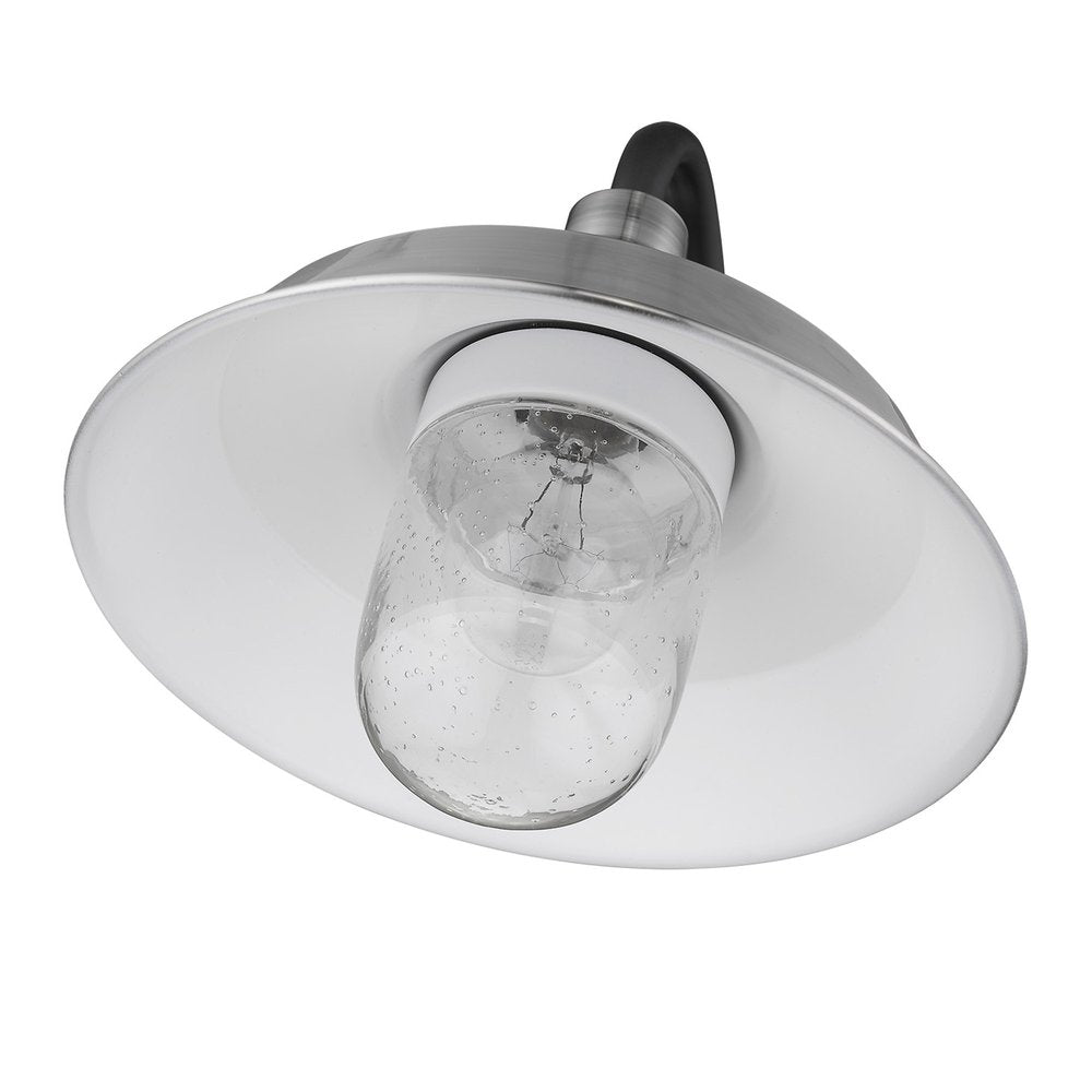 Silver Seeded Dimmable Outdoor Hanging Light With Silver Shades on a white background