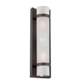 Two Light Bronze and White Glass Wall Sconce on a white background