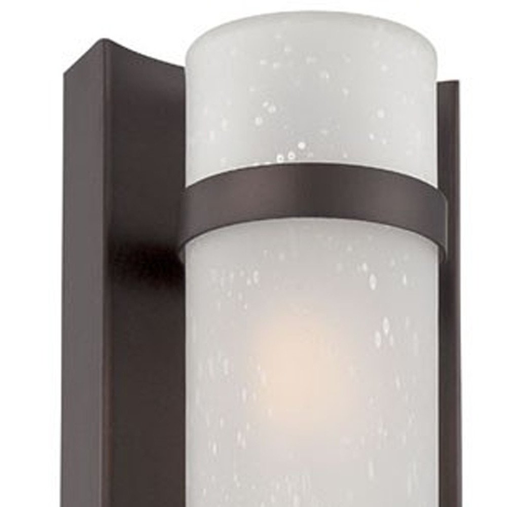 Two Light Bronze and White Glass Wall Sconce on a white background