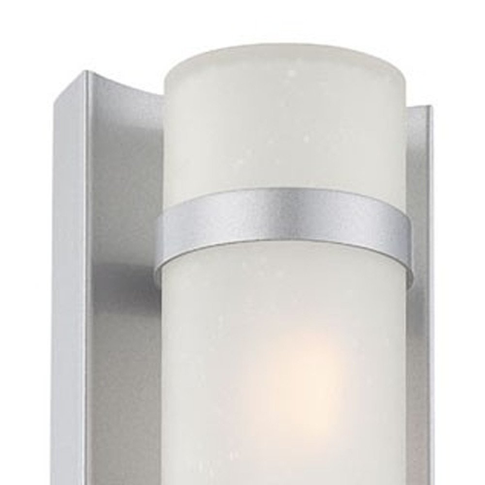 Two Light Brushed Silver and White Glass Wall Sconce on a white background