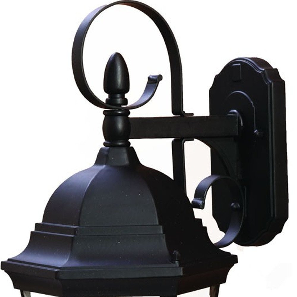 XL Matte Black Swing Arm Hanging Lantern Wall Light on a white background
