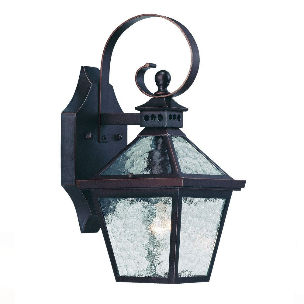 Two Light Antique Bronze Hammered Glass Wall Light on a white background