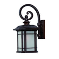XL Antique Bronze Frosted Linen Glass Lantern Wall Light on a white background