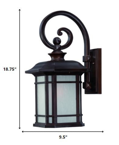 XL Antique Bronze Frosted Linen Glass Lantern Wall Light on a white background