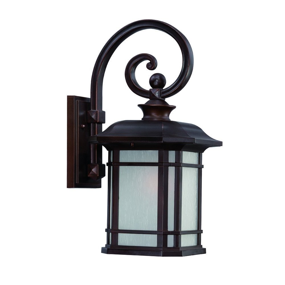 XL Antique Bronze Frosted Linen Glass Lantern Wall Light on a white background