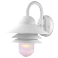 White Three Tier Lamp Shade Outdoor Wall Light on a white background