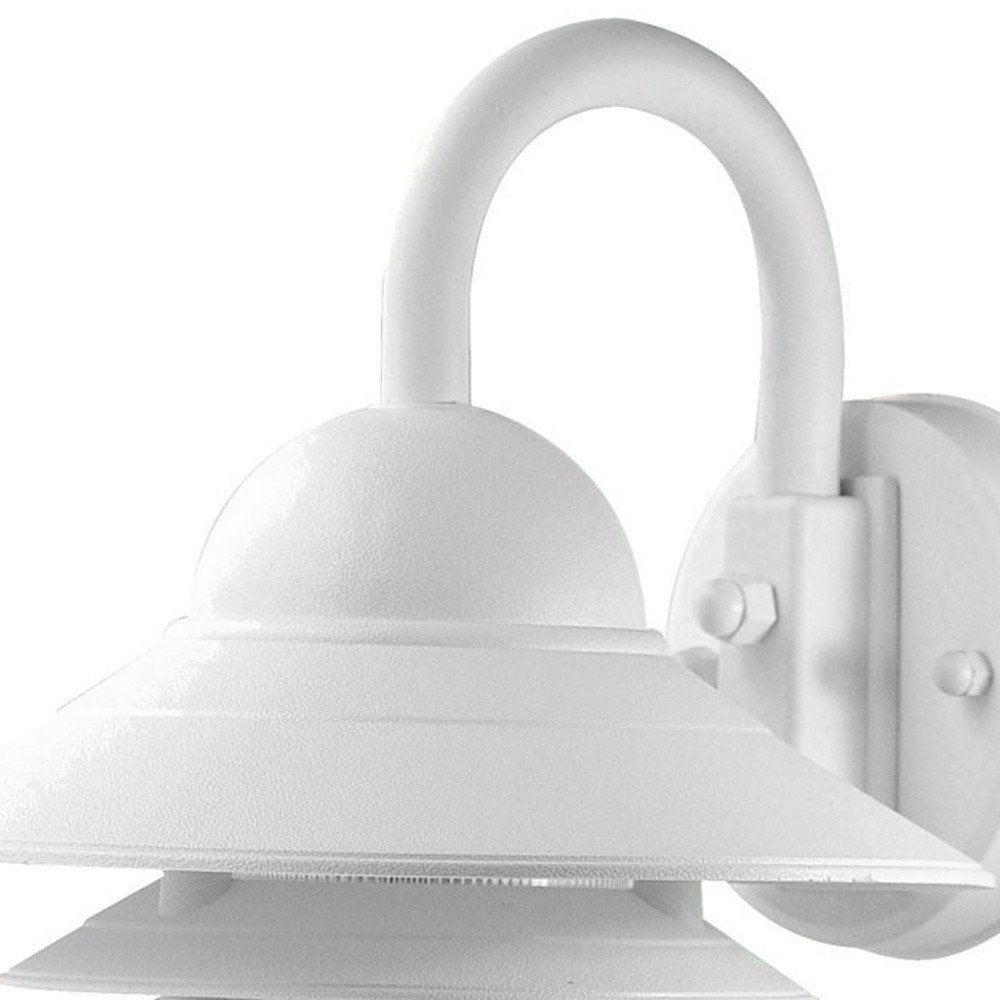 White Three Tier Lamp Shade Outdoor Wall Light on a white background