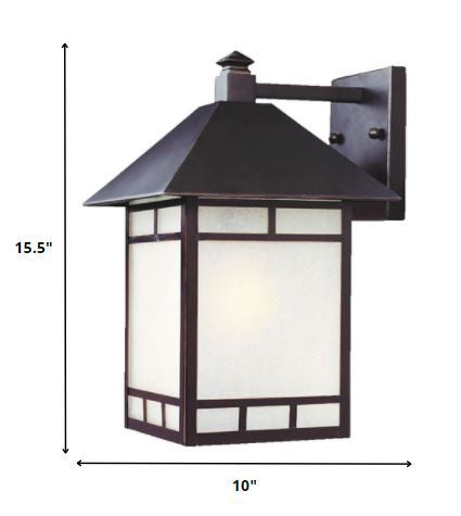XL Antique Bronze Frosted Glass Lantern Wall Light on a white background