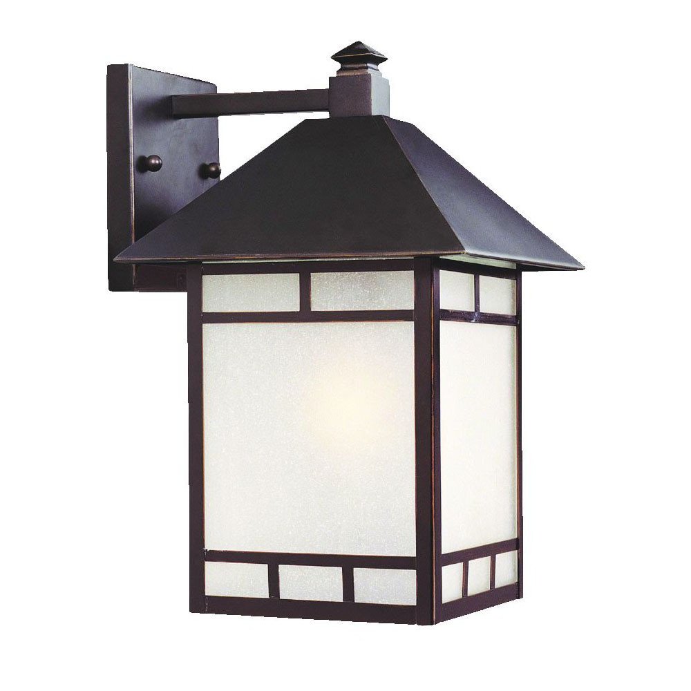 XL Antique Bronze Frosted Glass Lantern Wall Light on a white background