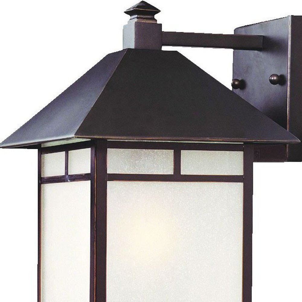 XL Antique Bronze Frosted Glass Lantern Wall Light on a white background