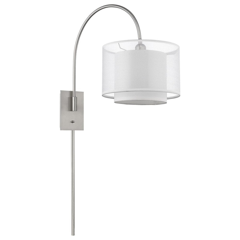 44" Clear Silver And White Metal And Sheer Fabric Flush Mount Wall Sconce