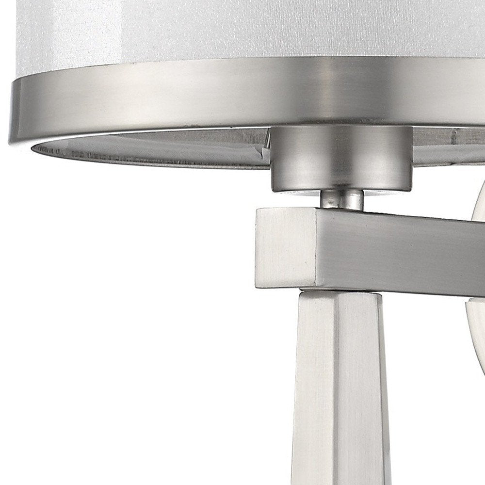 Silver Wall Light with White Sheer Fabric Shade