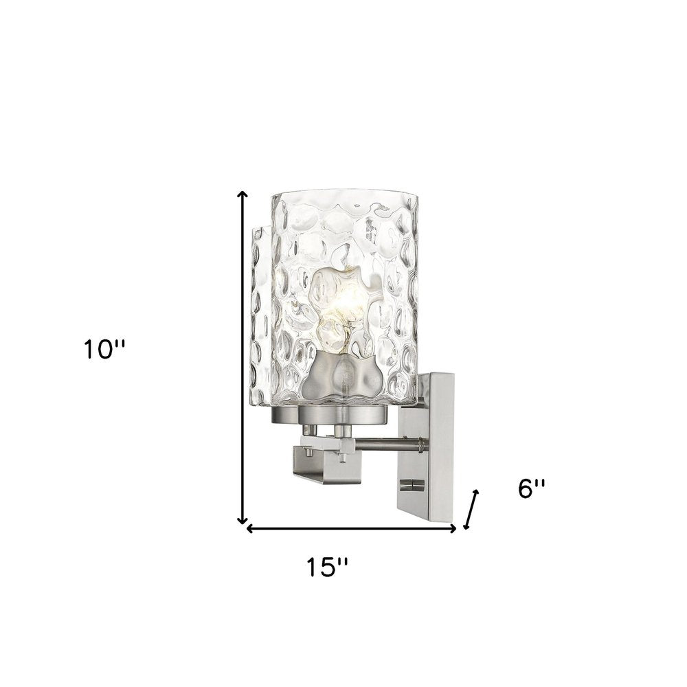 10" Silver And Clear Metal Vanity Flush Mounted Sconce