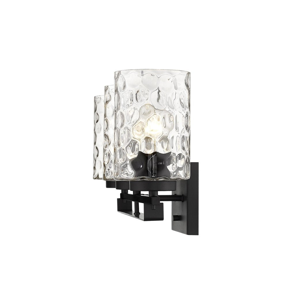 10" Black And Clear Metal and Glass Vanity Flush Mounted Sconce